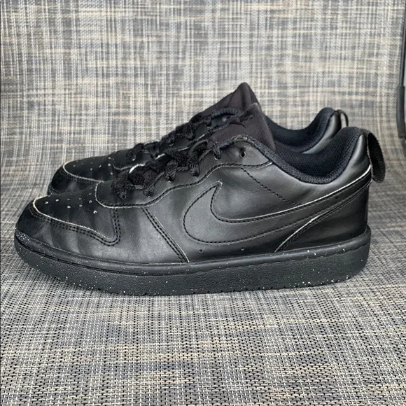 Nike Court Borough Low Recraft Black Leather Sneakers Big Kids' Shoes size 4 - Picture 6 of 12